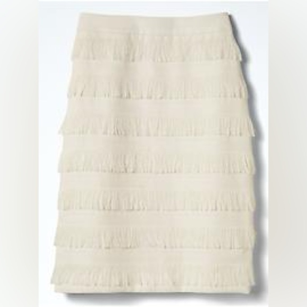 Banana Republic White Heritage Fringe Pencil Skirt Zipper Lined